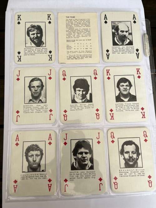 Rugby cards/playing cards - Lions Tour of South-Africa 1980 (Incomplete)