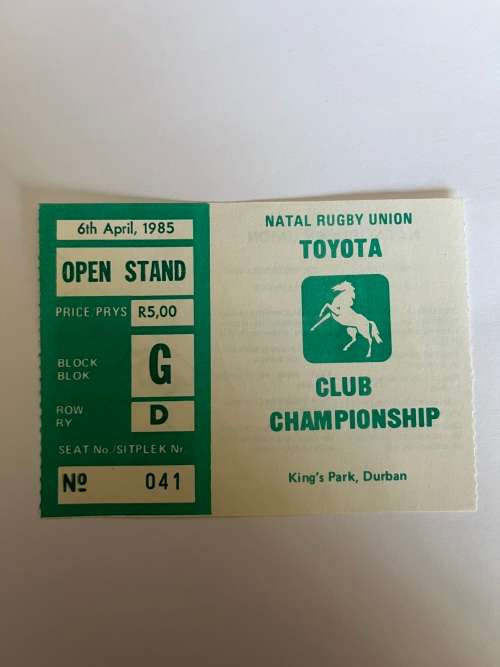 Rugby Ticket - Toyota Club Championship 06/04/1985