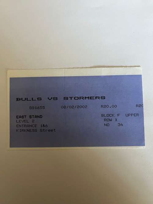 Rugby Ticket - Bulls vs Stormers 08/02/2002
