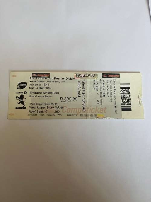 Rugby Ticket - 2015 Currie Cup FINAL