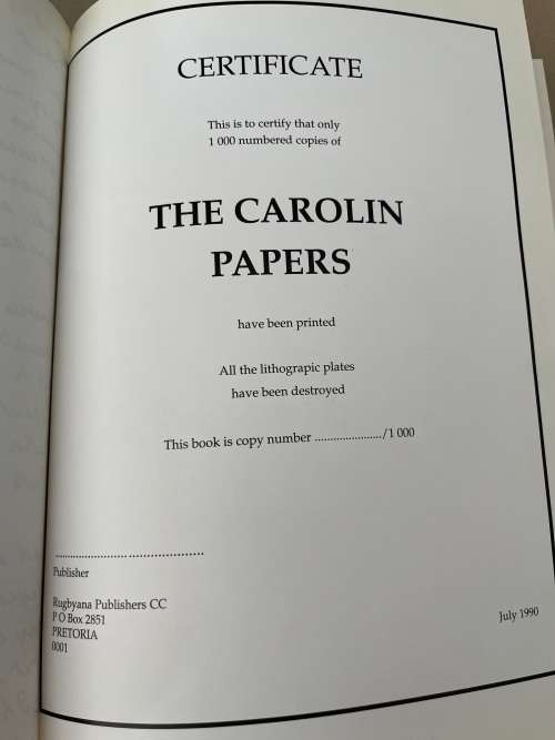 Rare Rugby Book - The Carolin Papers (Gideon Niemand/Lappe Laubscher)