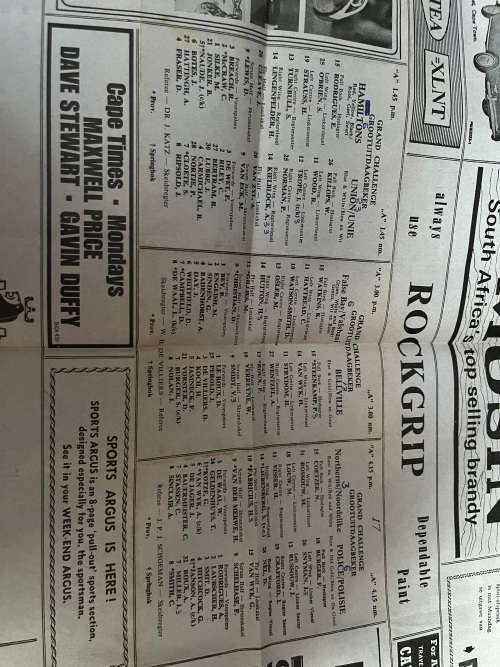 Rugby Programme - Grand Challenge Club Rugby Hamiltons/Union/False Bay etc 14/09/1968 (Newlands)