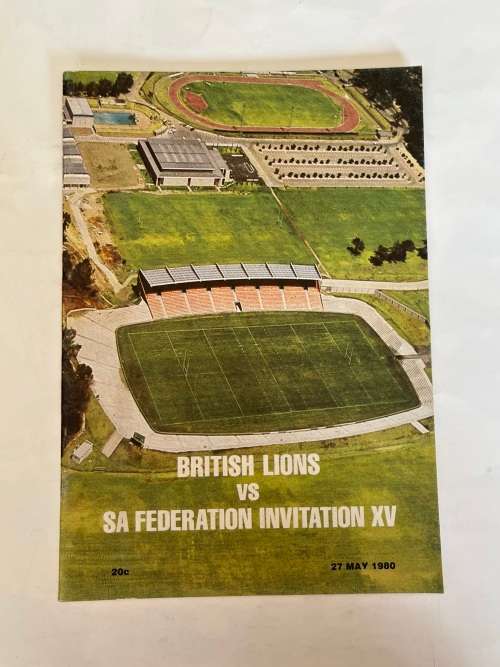Rugby Programme - British Lions vs SA Federations Invitation XV 27/05/1980