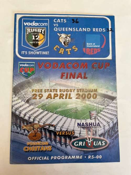 Rugby Programme - Vodacom Cup Final 29/04/2000 Cheetahs vs Griquas