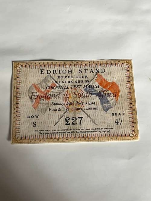 Cricket Ticket - England vs South-Africa 24/07/1994
