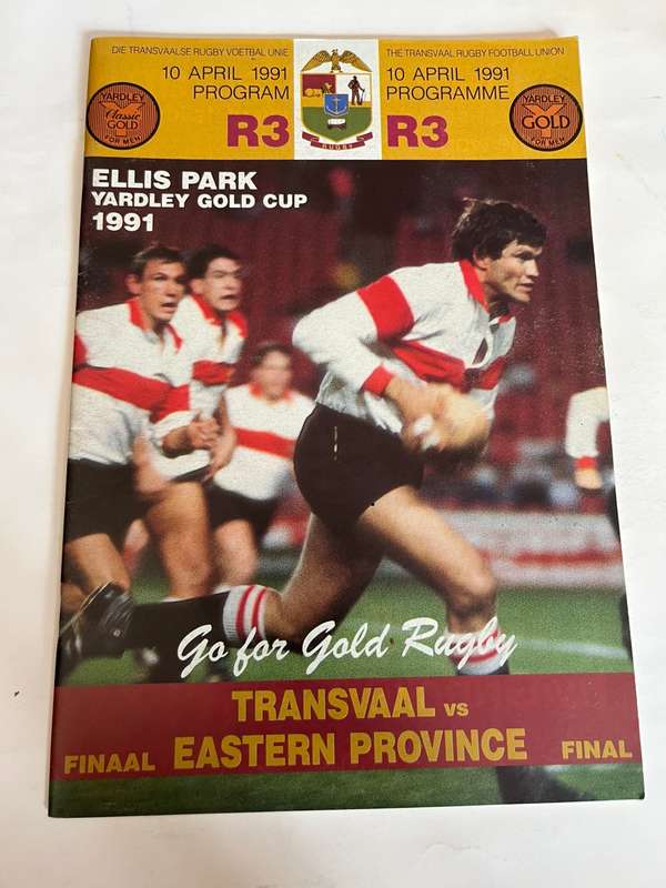 Rugby Programme - Yardley Cup FINAL Transvaal vs Eastern-Province 10/04/1991