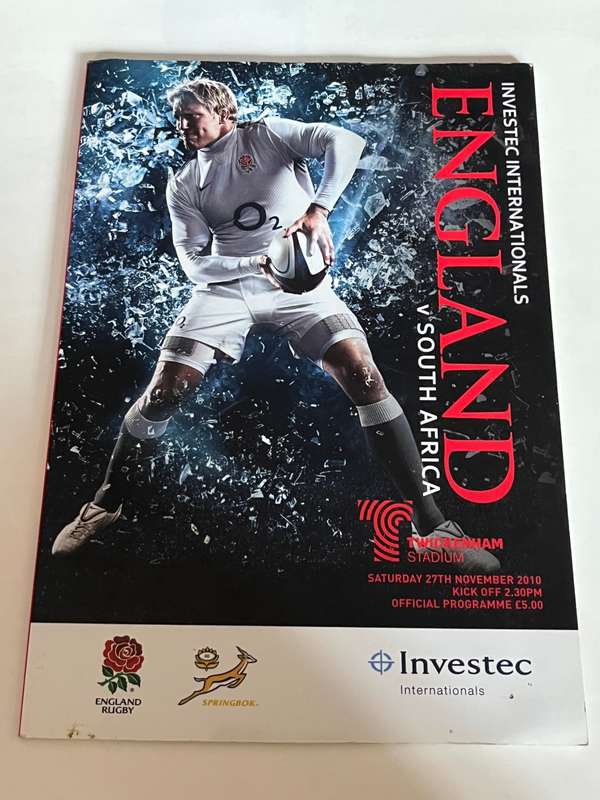 Rugby Programme - England vs South-Africa 27/11/2010