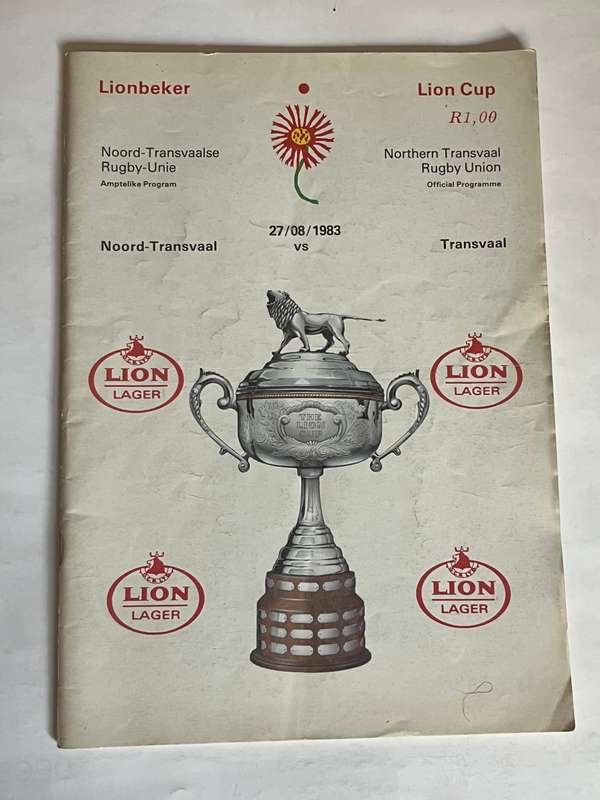 Rugby Programme - Northern-Transvaal vs Transvaal 27/08/1983