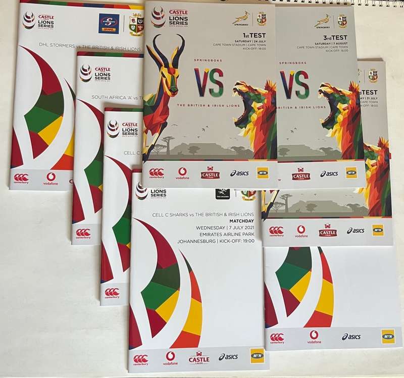 Rugby Programme - Eight (Full tour set) 2021 British Lions Tour of South-Africa