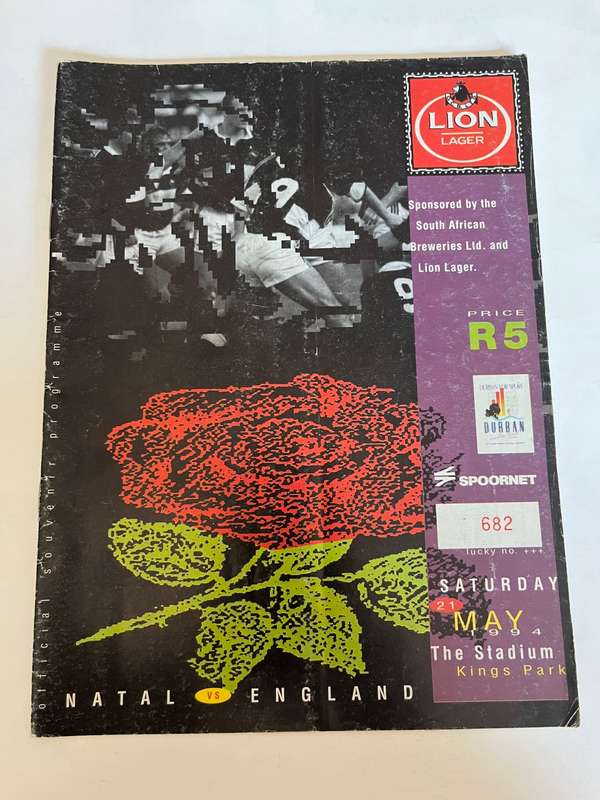 Rugby Programme - (Eng 1994 Tour) Natal vs England 21/05/1994