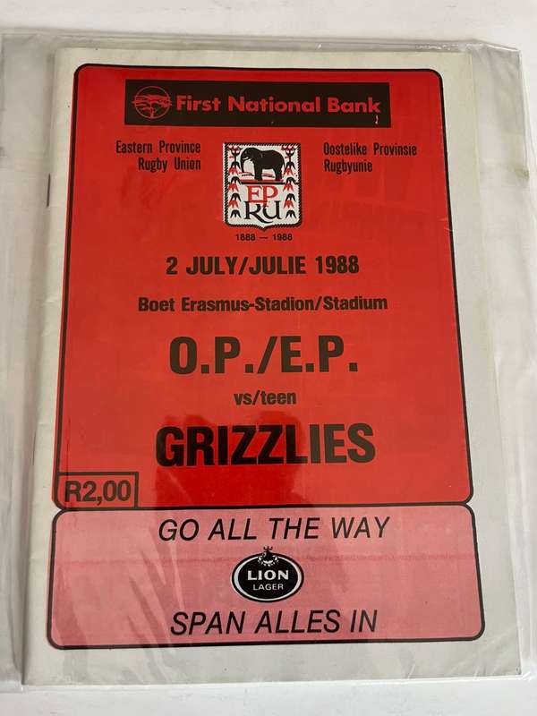 Rugby Programme - Eastern-Province vs USA Grizzlies 2/07/1988