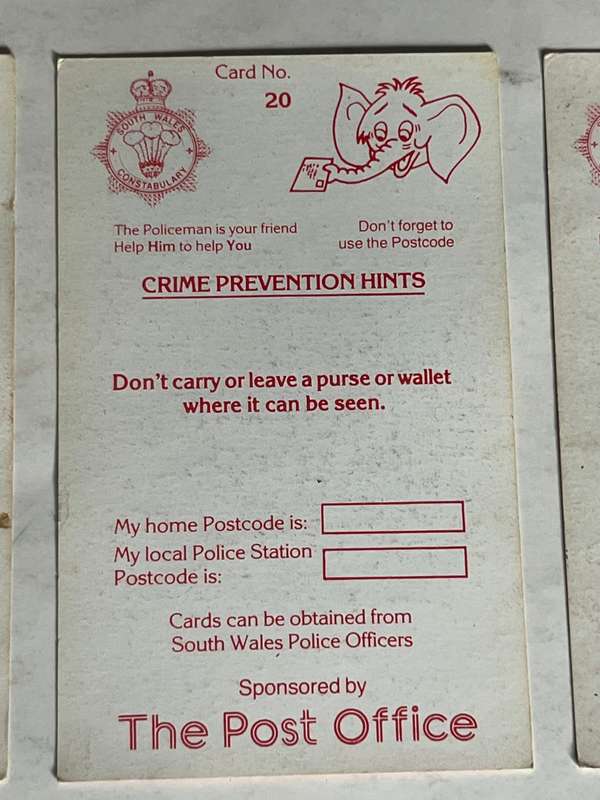 Rugby card - 9 * 1982 South Wales Constabulary Cards