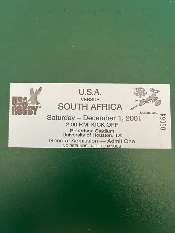 Rugby Ticket - USA vs South-Africa Robertson Stadium 01/12/2001