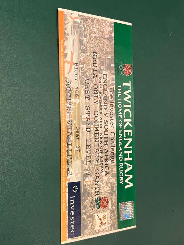 Rugby Ticket - South-Africa vs England 20/11/2004