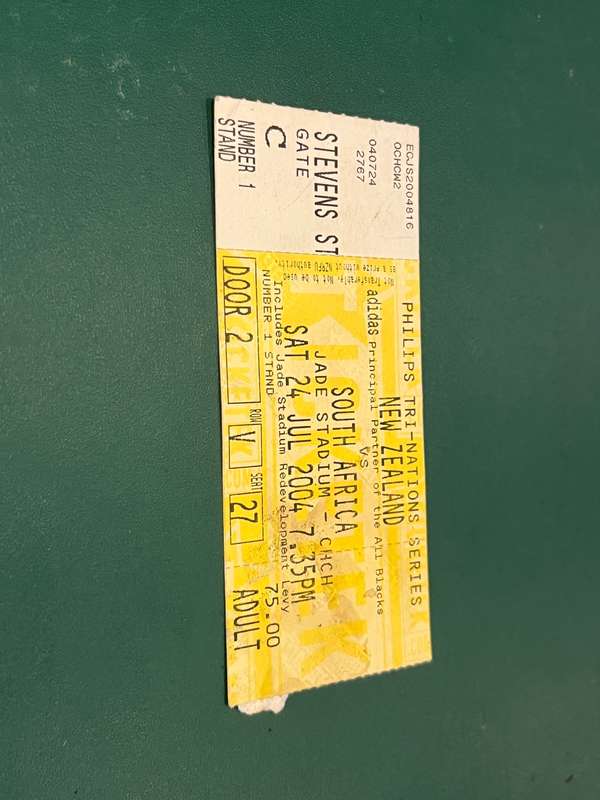 Rugby Ticket - New-Zealand All Blacks vs South-Africa Jade Stadium 24/07/2004
