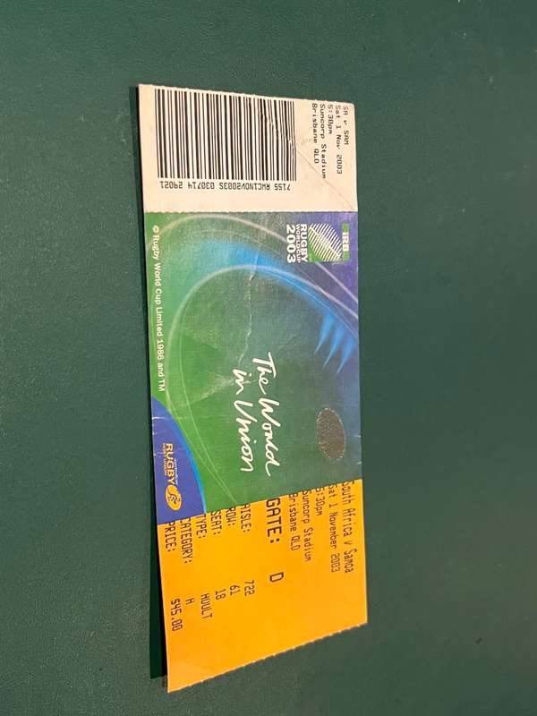 Rugby Ticket - South-Africa vs Samoa Brisbane 2003 RWC 1/11/2003