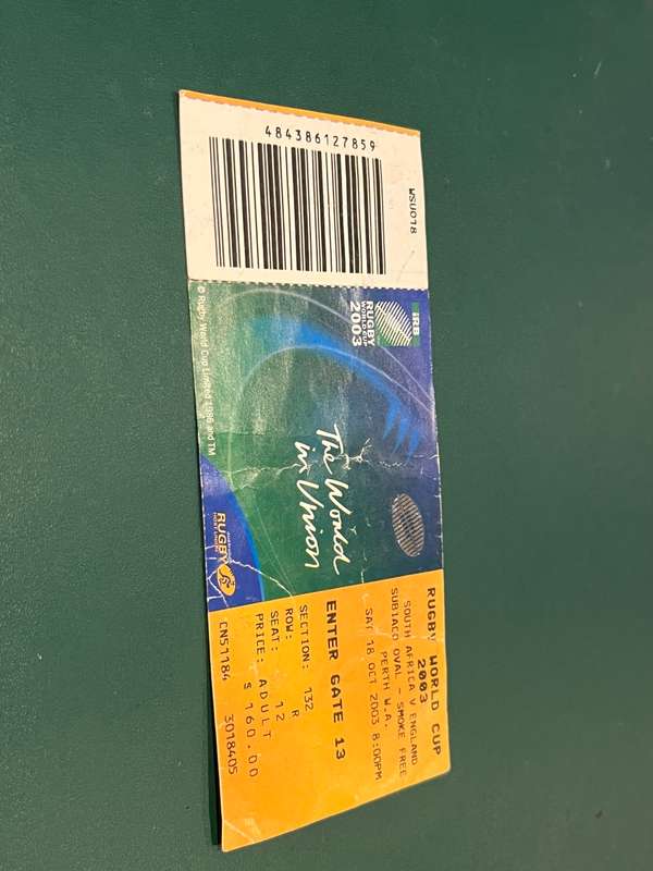 Rugby Ticket - South-Africa vs England Subiaco Oval RWC 2003 18/10/2003