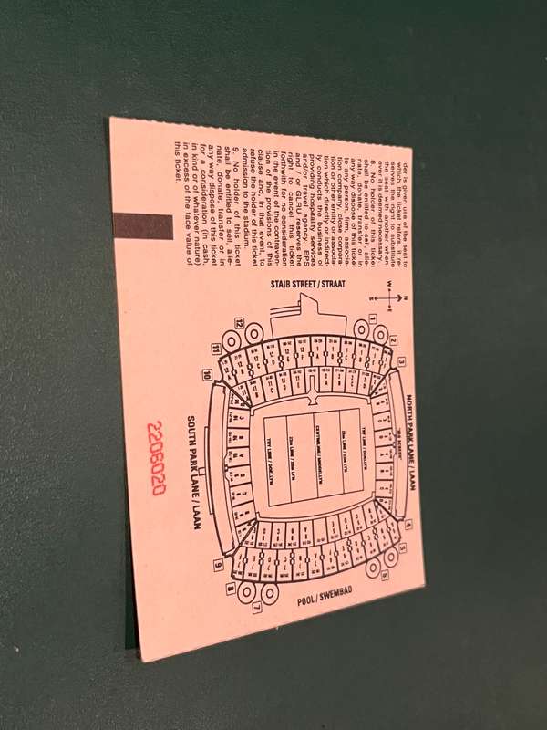 Rugby Ticket - South-Africa vs Scotland Ellis Park 14/06/2003