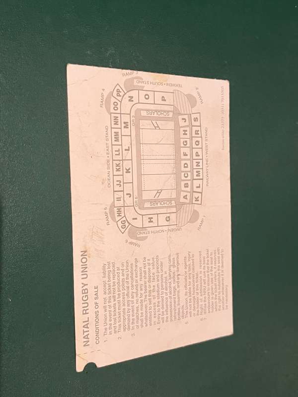 Rugby Ticket - South-Africa vs Scotland Kingspark 07/06/2003