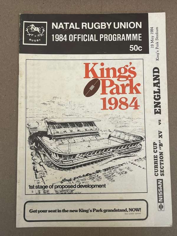 Rugby Programme - *Tour Match* Currie Cup Section B XV vs England 19/05/1984