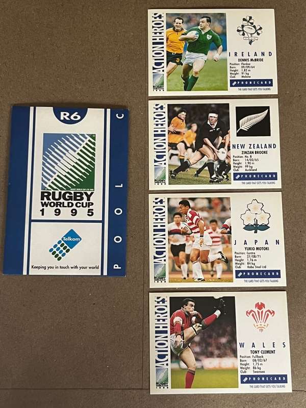 Rugby - 4 * 1995 Rugby World Cup Stickers (Pool C - Blue)