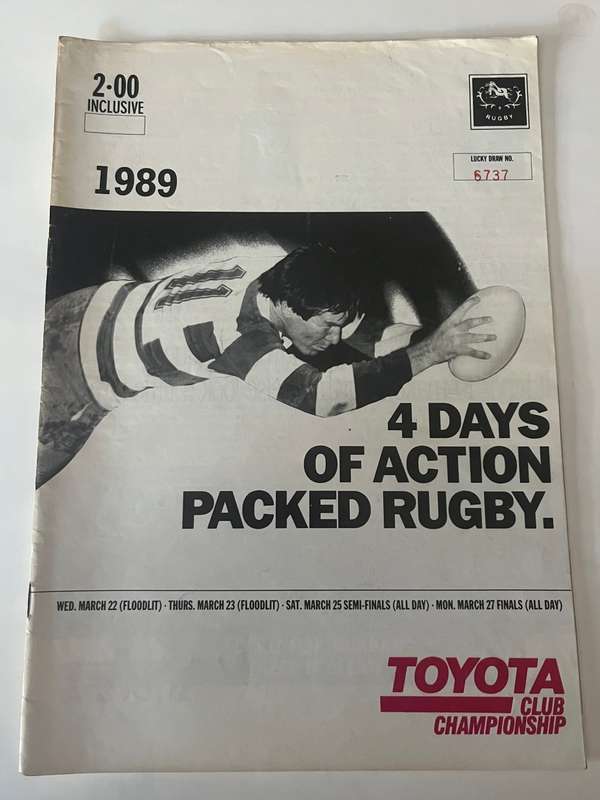 Rugby Programme - Toyota Club Championships 22-27 March 1989