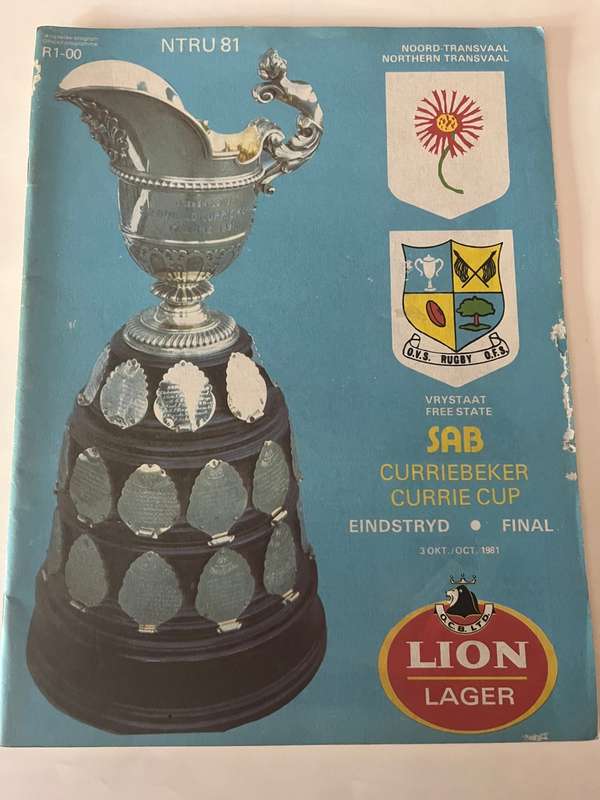 Rugby Programme - *CURRIE CUP FINAL* Northern-Transvaal vs Free State 03/10/1981