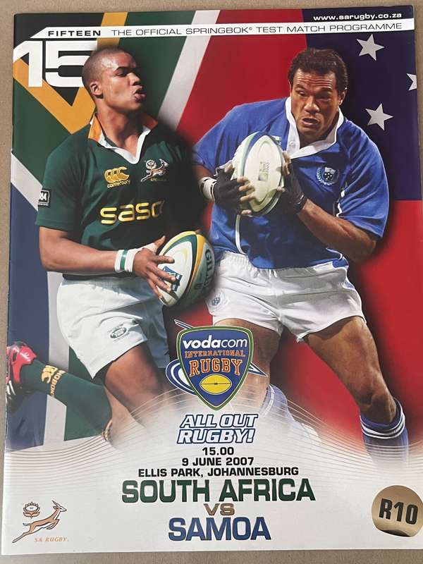 Rugby Programme - South-Africa vs Samoa 9/06/2007 (Ellis Park)