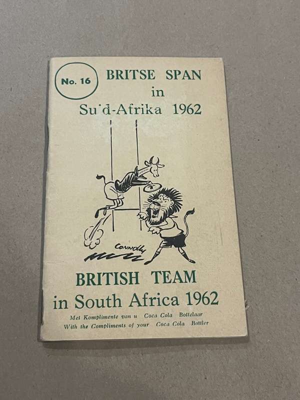 Rugby Itinerary - 1962 British Lions tour to South-Africa (Nr16 by Coca-Cola)