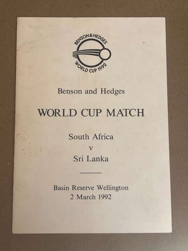 Cricket Menu - *SIGNED* South-Africa vs Sri Lanka Odi Cricket World Cup 02/03/1992