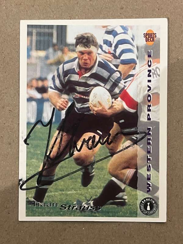 Rugby Card - *SIGNED* Tiaan Strauss 1994 Sports Deck Rugby Card (Final batch)