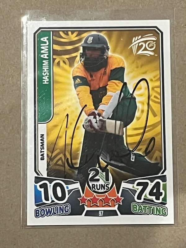Cricket Card - *SIGNED* Hashim Amla 2014 ICC World Twenty20