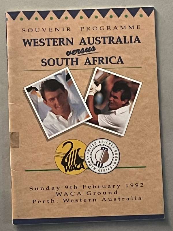 Cricket Programme - Western-Australia vs South-Africa 09/02/1992