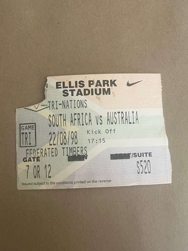 Rugby Ticket - South-Africa vs Australia 22/08/1998