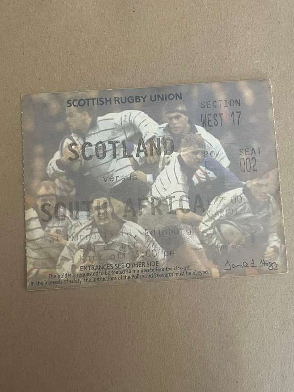 Rugby Ticket - South-Africa vs Scotland 06/12/1997