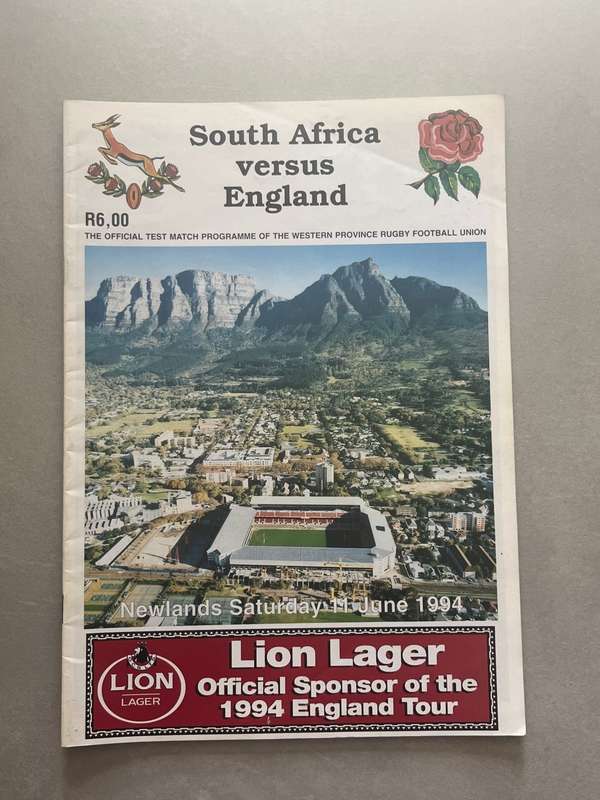 Rugby Programme - South-Africa vs England 11/06/1994