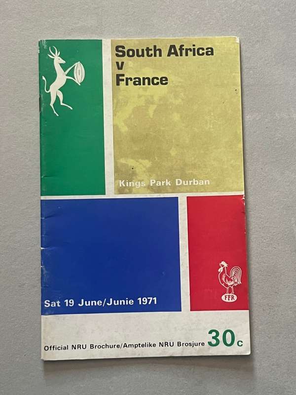 Rugby Programme - South-Africa vs France 19/06/1971