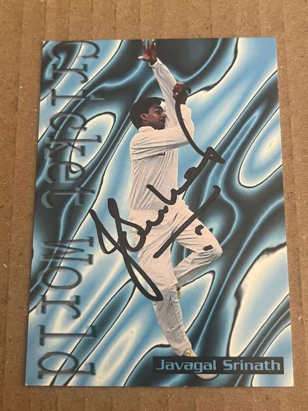Cricket Card - *SIGNED* Javagal Srinath 1996 Sports Deck Cricket Card