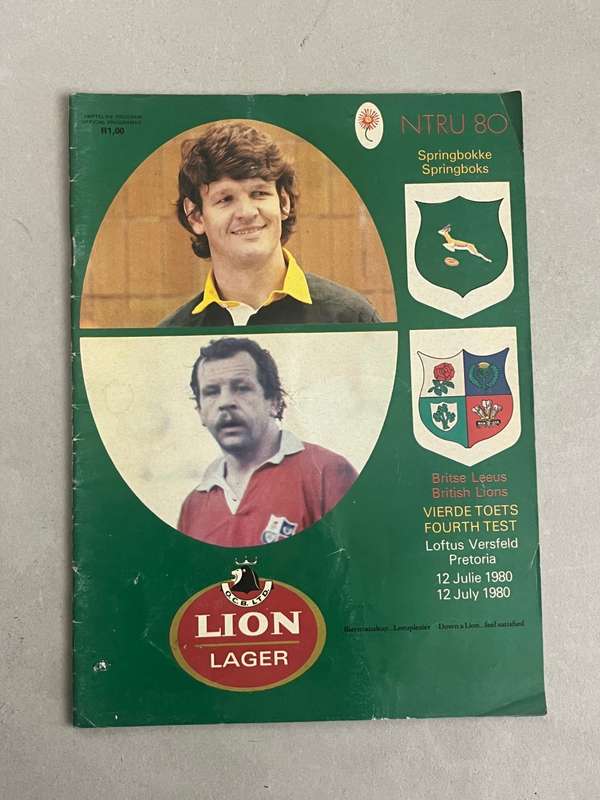 Rugby Programme - South-Africa vs Britsh Lions 12/07/1980