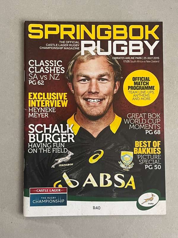 Rugby Programme - South-Africa vs New Zealand 25/07/2015