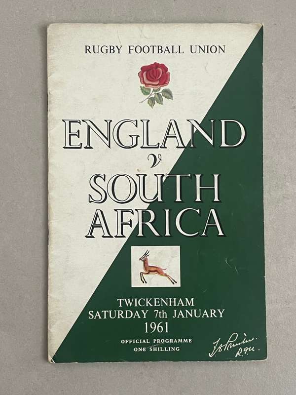 Rugby Programme - South-Africa vs England 7/01/1961