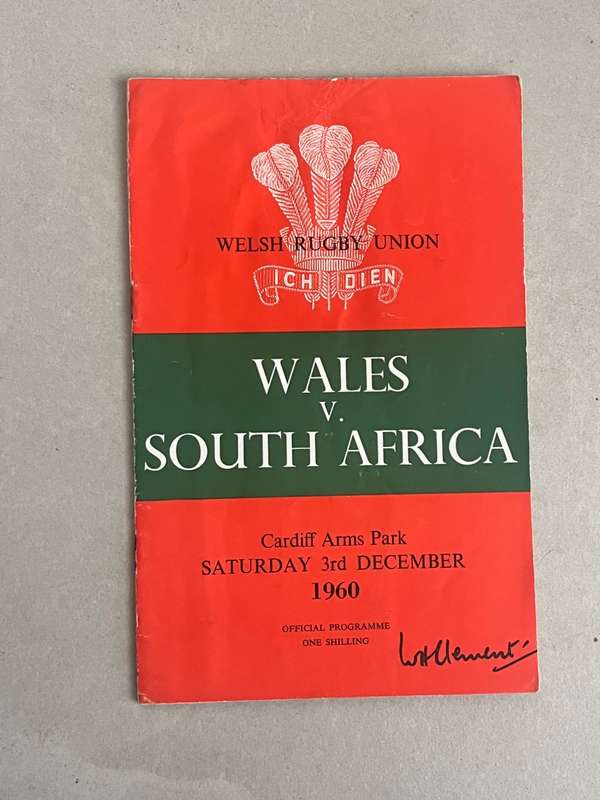 Rugby Programme - South-Africa vs Wales 3/12/1960