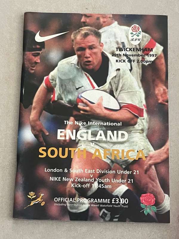 Rugby Programme - South-Africa vs England 29/11/1997