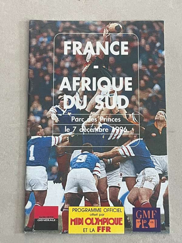 Rugby Programme - South-Africa vs France 07/12/1996