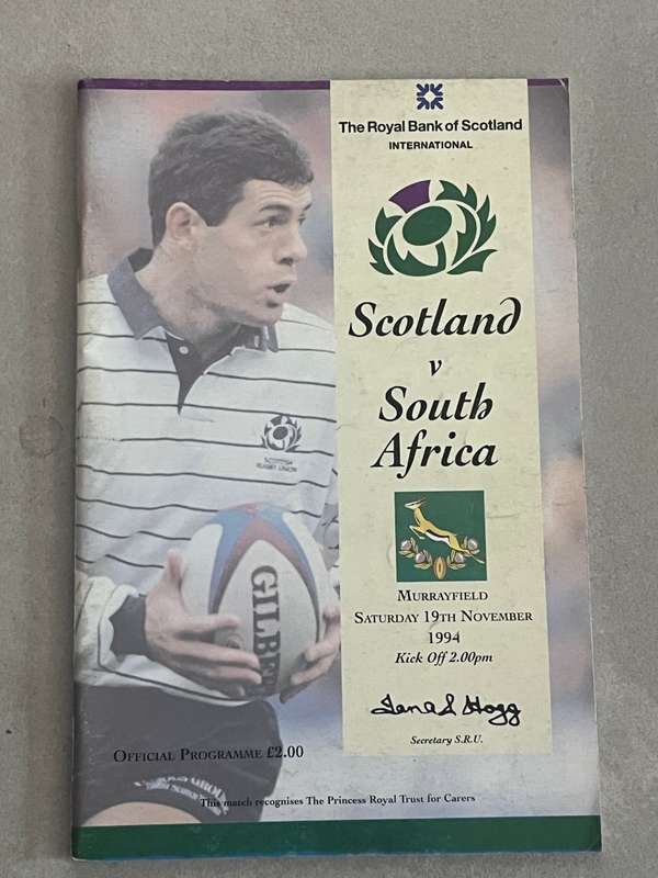 Rugby Programme - South-Africa vs Scotland 19/11/1994