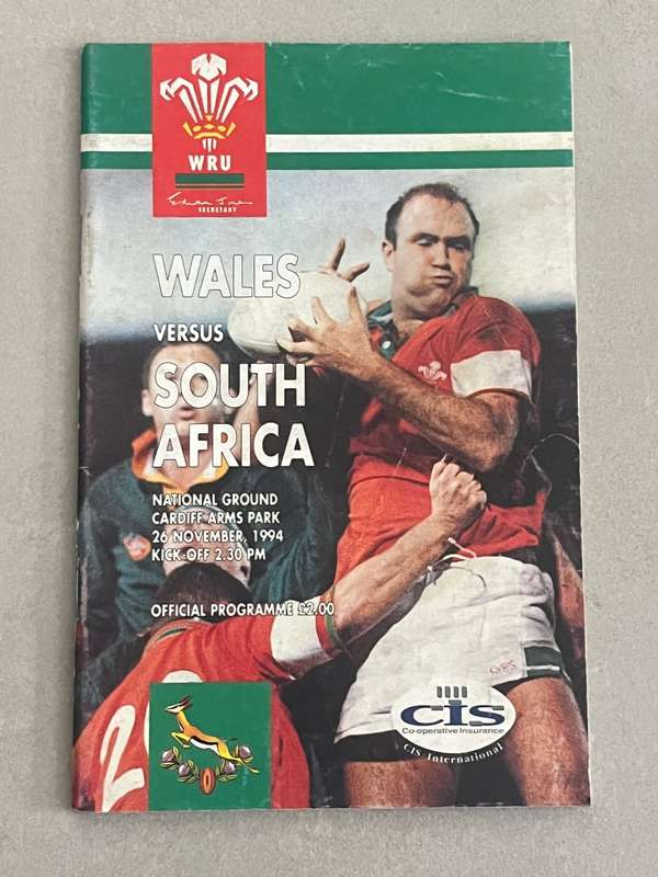 Rugby Programme - South-Africa va Wales 26/11/1994