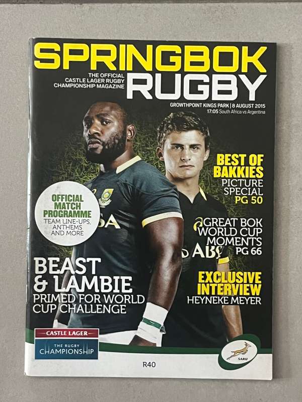 Rugby Programme - South-Africa vs Argentina 08/08/2015