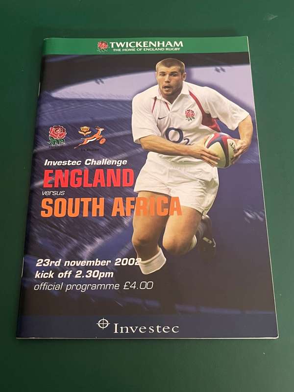 Rugby Programme - South-Africa vs England 23/11/2002