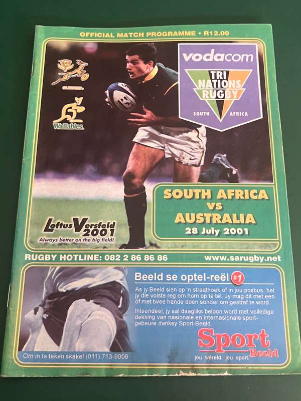 Rugby Programme - South-Africa vs Australia 28/07/2001