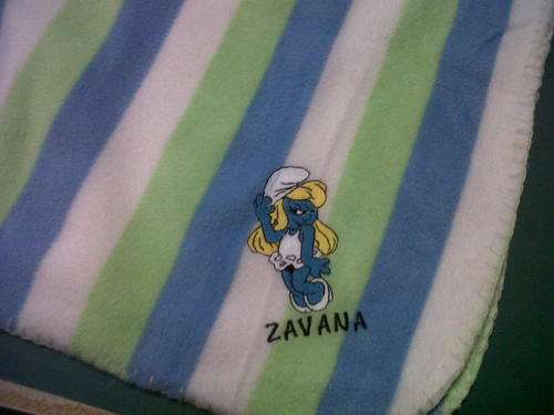 Fleecy baby blanket - Smurfette - Embroided